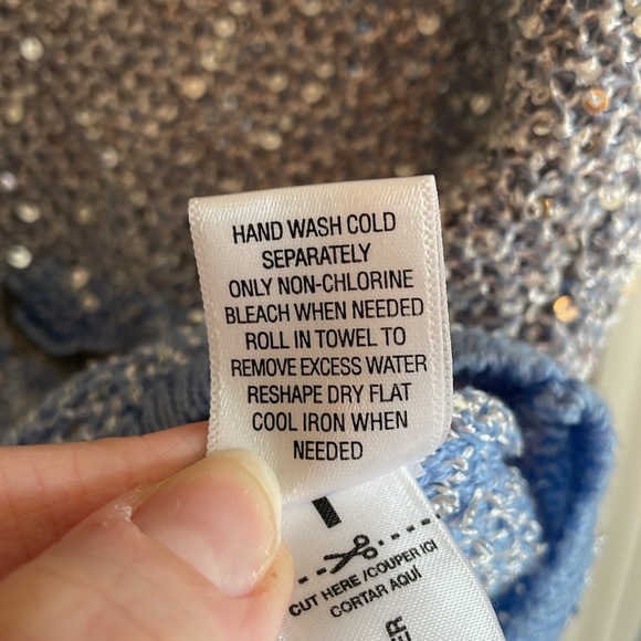 Laura Ashley Blue & Silver Sparkly Zip Up Cardigan - Picture 8 of 8